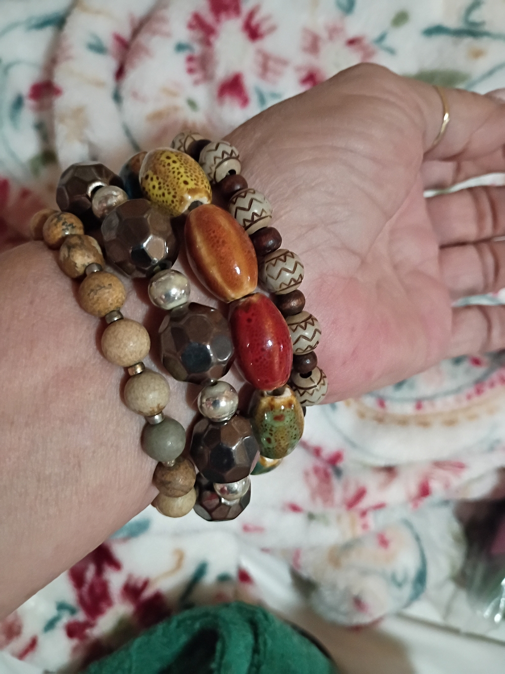 Boho Multicolor Stone Bead Stretch Bracelet Set